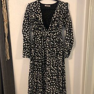 ASOS. Dotted low cut midi dress.